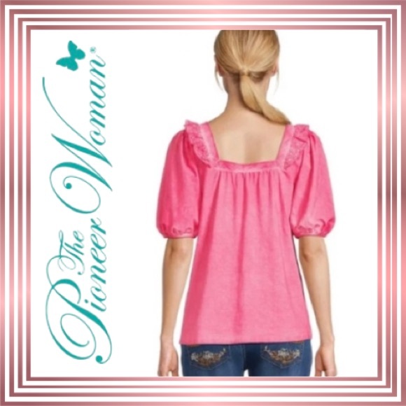 THE PIONEER WOMAN 1X Short Puffed Sleeve Shirt - Picture 2 of 6